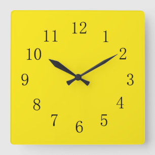 Hellgelb Quadratische Wanduhr