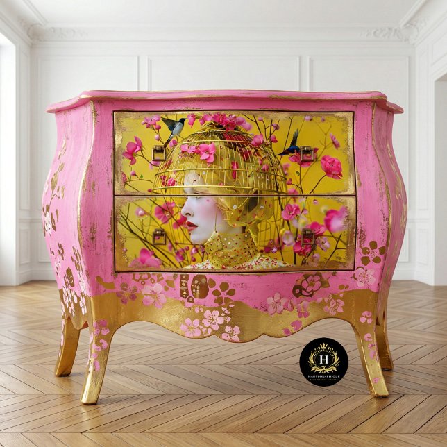 Hellgelb rosa Blumengeburtshühnchen Seidenpapier (Von Creator hochgeladen)