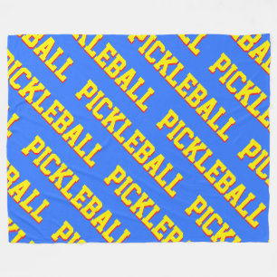 Hellgelb Rot Wiederholendes PICKLEBALL Auf Blau Fleecedecke