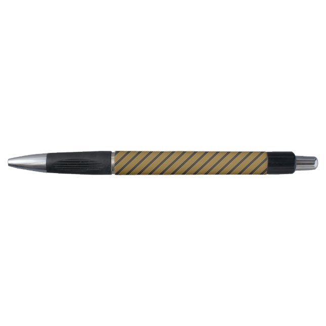 Hellgelb und Holzkohle fünf Streifen Muster Kugelschreiber (Vorderseite)