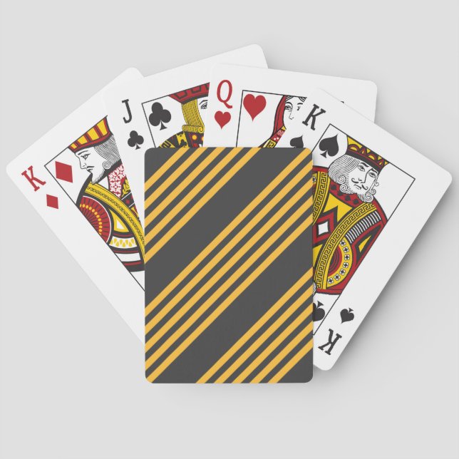 Hellgelb und Holzkohle fünf Streifen Muster Spielkarten (Rückseite)