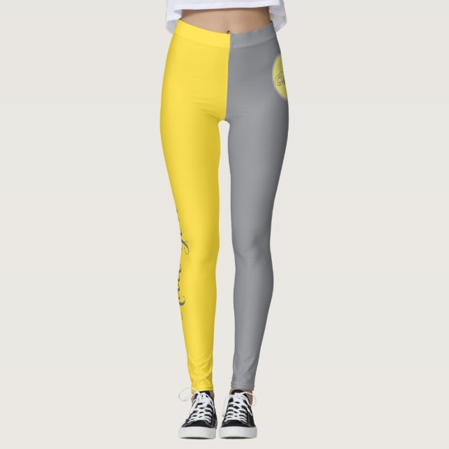 Hellgelb und weich grau individuell angepasst leggings (Vorderseite)