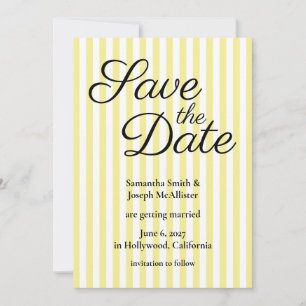 Hellgelb und Weiß gestreift Save The Date