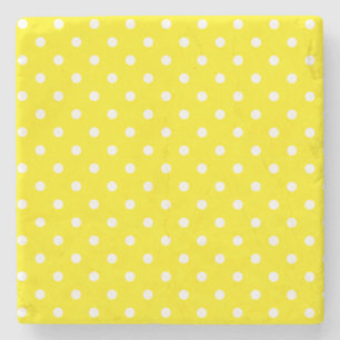 Hellgelb und weißer Polka Dots Square Untersetzer