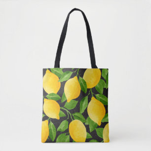 Hellgelbe Aquarellfarben und grüne Blätter Tasche