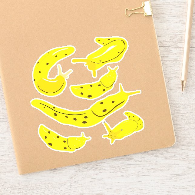 Hellgelbe Bananenschnecken Sticker Set (Notizbuch)