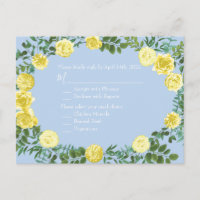 Hellgelbe, blass blaue Rose Hochzeitskarte