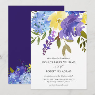 Hellgelbe blaue Blumen Einladung