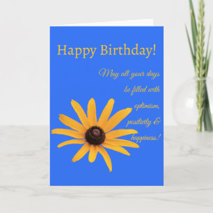 Hellgelbe Blume auf Royal Blue geklappt Geburtstag Karte
