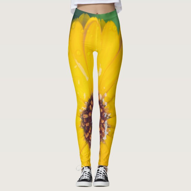 Hellgelbe Blume nach Regen Leggings (Vorderseite)
