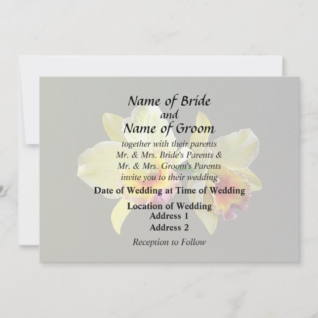 Hellgelbe Cattleya oder Einladung zu Hochzeitserze (Vorderseite)