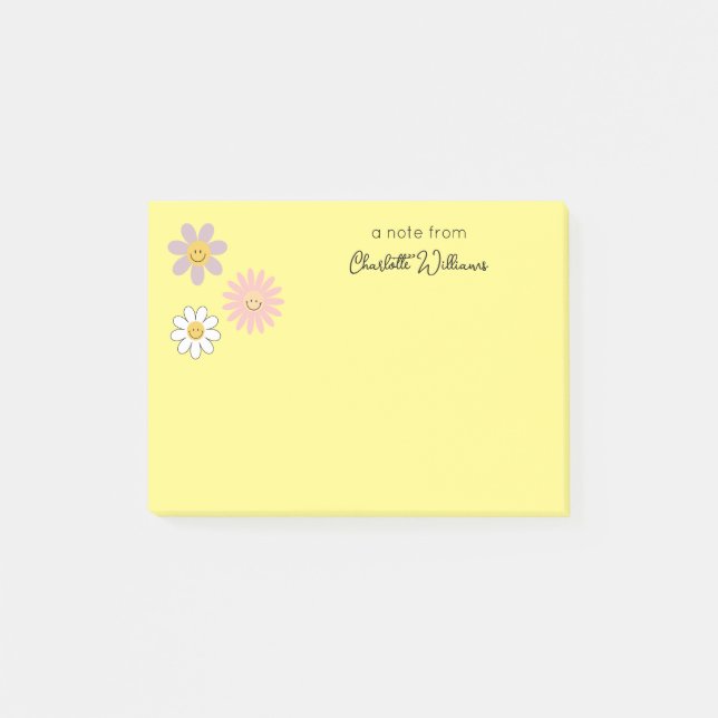 Hellgelbe Daisy-Blume Niedlich Post-it Klebezettel (Vorderseite)