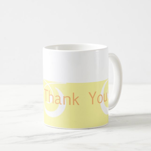 Hellgelbe dekorative Band Danke Tasse (VorderseiteRechts)