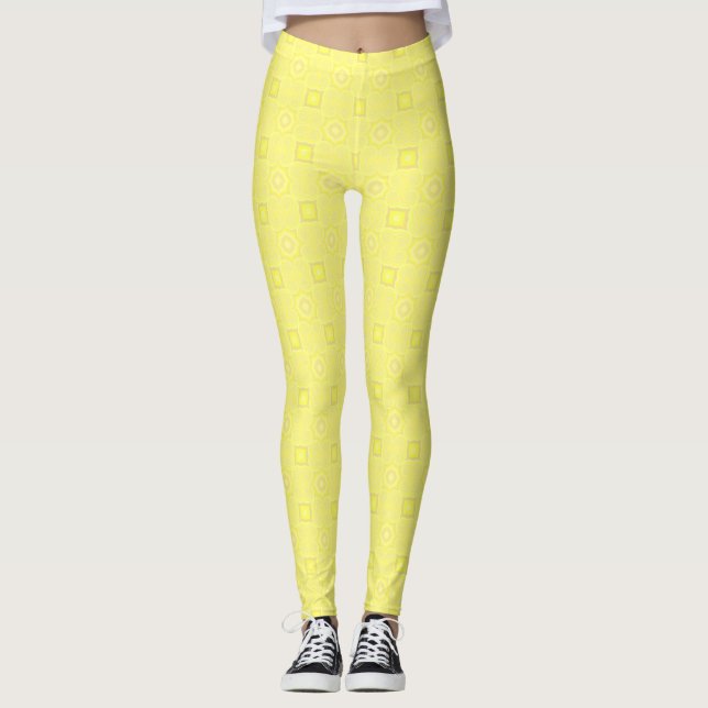 Hellgelbe Designer-Leggings durch Julie Everhart Leggings (Vorderseite)