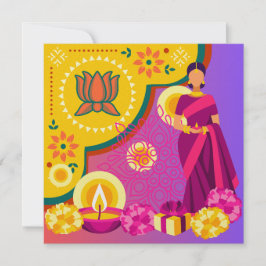 Hellgelbe Diwali-Karte Farbiger Text angepasst Feiertagskarte