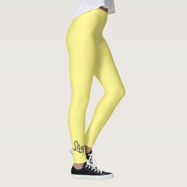 Hellgelbe Farbe für Frauen, Frauen, Mädchen Leggings (Rechts)
