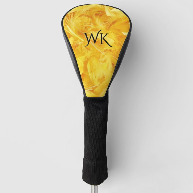 Hellgelbe Feathers-Initialen Golf Headcover (Vorderseite)