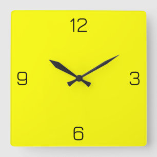 Hellgelbe FFFF00-Farbe - Option "Ihren Namen hinzu Quadratische Wanduhr