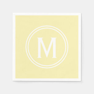 Hellgelbe Gerahmte, runde Monogramm Serviette