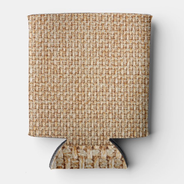 Hellgelbe Gingham-Textur. Dosenkühler (Vorderseite)