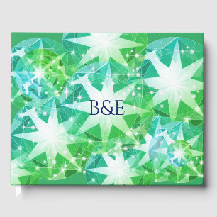 Hellgelbe grüne smaragdgrüne Kristallkunst Gästebuch
