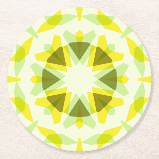 Hellgelbe grüne Star Dopamin Dekoration Kitsch Art Runder Pappuntersetzer (Vorderseite)