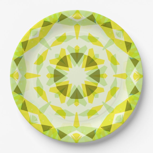 Hellgelbe grüne Star-Genitaldusche Pappteller (Vorderseite)
