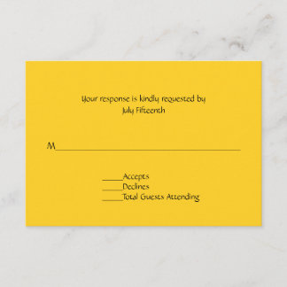 Hellgelbe Hochzeitkarte RSVP Karte