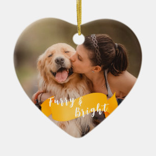Hellgelbe Hunde Foto Happy Pawlidays Keramik Ornament