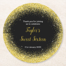 Hellgelbe Imitate Glitzer Sweet 16 Birthday