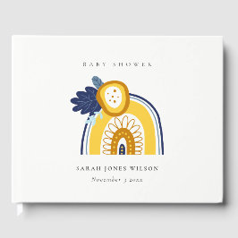 Hellgelbe Navy Boho Flora Rainbow Baby Dusche Gästebuch