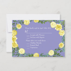 Hellgelbe Periwinkle Blaue Rose Einladung Antwort