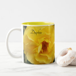 Hellgelbe Rose-Blume Spiegelbild Zweifarbige Tasse