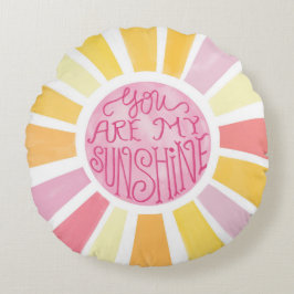 Hellgelbe Sonne, du bist meine Sunshine Wasserfarb Rundes Kissen