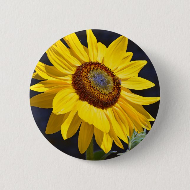 Hellgelbe Sonnenblume Button (Vorderseite)