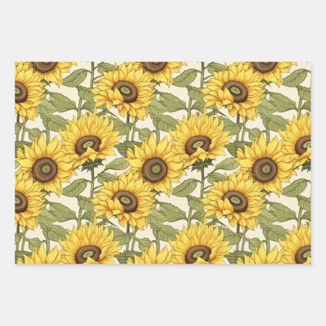 Hellgelbe Sonnenblume Geschenkpapier Set (Vorderseite)