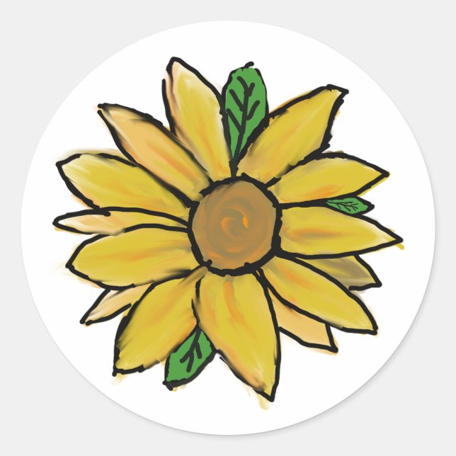 Hellgelbe Sonnenblume Runder Aufkleber (Vorderseite)