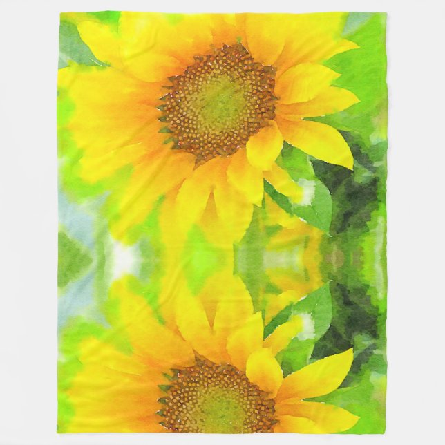 Hellgelbe Sonnenblumen Fleecedecke (Vorderseite)
