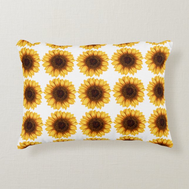 Hellgelbe Sonnenblumen Muster dekorative Akzente Dekokissen (Vorderseite)