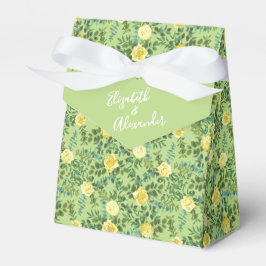Hellgelbe und blassgrüne Rose Blumenzehen Geschenkschachtel