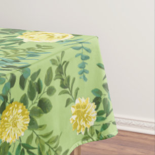 Hellgelbe und blassgrüne Rose Blumenzehen Tischdecke