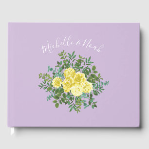 Hellgelbe und Lilac Lila Rose Blumenzehen Gästebuch