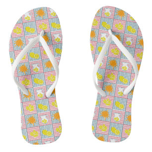 Hellgelbe Zitronen, Orangensonne, Sommerpfeifen Flip Flops