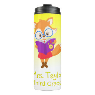 Hellgelber Fox-Lehrer-Geschenk Thermosbecher