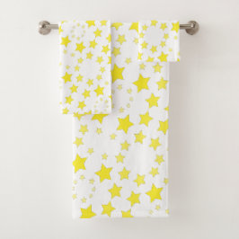 Hellgelber Gemusterter Star Badhandtuch Set