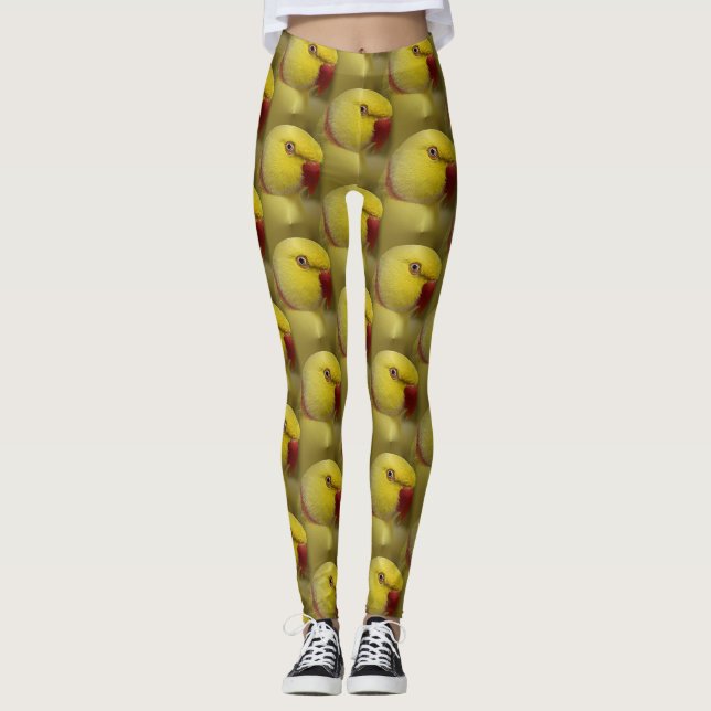 Hellgelber Lutino Indischer Ringackparrot Leggings (Vorderseite)