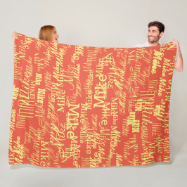 Hellgelber Name Prägt Allover Orange-Red Fleecedecke