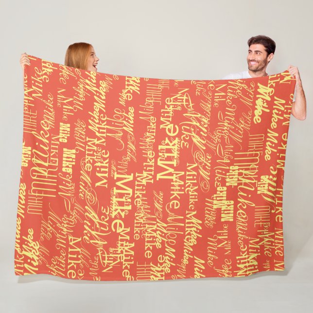 Hellgelber Name Prägt Allover Orange-Red Fleecedecke (Beispiel)