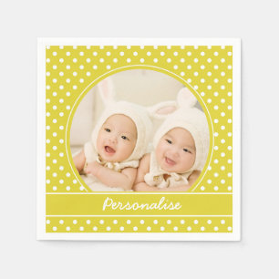 Hellgelber Polka Dot Benutzerdefiniertes Foto und  Serviette