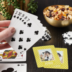 Hellgelber Polka Dot Benutzerdefiniertes Foto und  Spielkarten